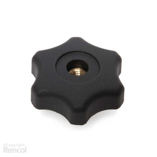 Sterknop doorlopend open onderzijde met messing insert